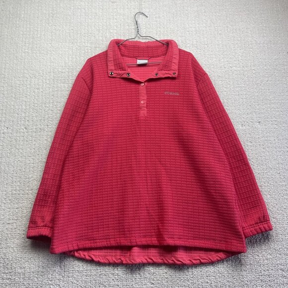 Columbia Saturday Trail Snap Fleece Textured Pullover Coral Pink Women's 2X - Picture 1 of 13